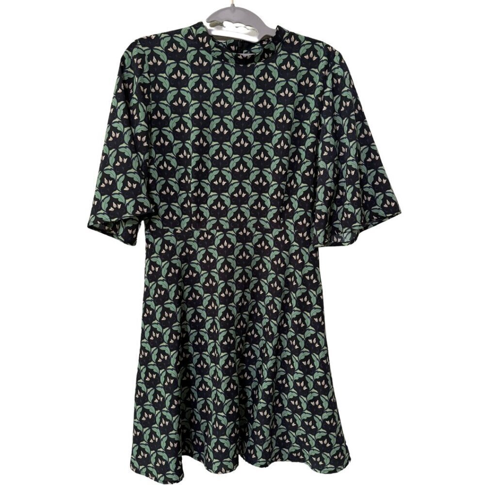 ANTHROPOLOGIE Paper Crane Ethereal Floral Mini Dress SMALL Flutter Sleeve EUC